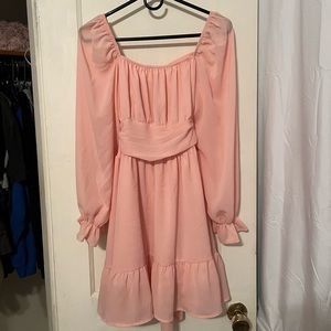 Pink Flowy Dress with Bow